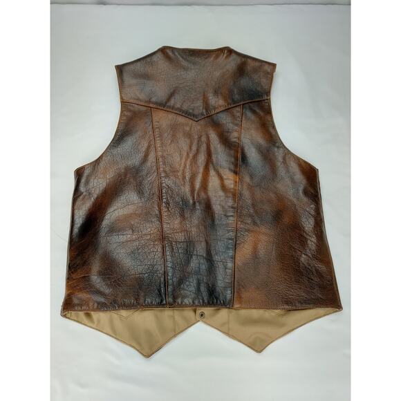 Leather Biker Vest Brown Buffalo Hide Concealed Carry Vest-Leather Supreme Sz 48 - Picture 9 of 13